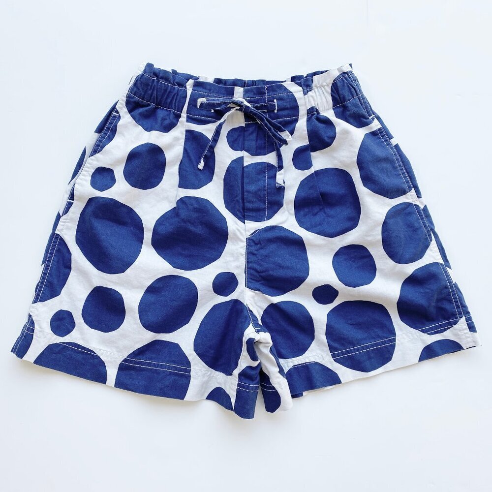 Marimekko x Uniqlo Linen Blend High Rise Shorts Kivet Blue White Dot XS